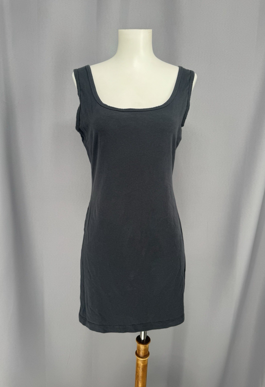Peruvian Connection Tank Dress Womens Medium Black Pima Cotton Scoop Neck Tunic